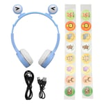 (Blue)Children Earphones Multifunction Kids Headphone Supports Memory Card