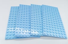 LEGO 8x16 BRIGHT LIGHT BLUE x 4 Base Plate  8x16 STUDS (PINS)  Brand New
