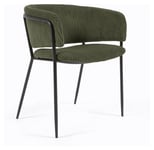 Kave Home Runnie Spisebordsstol, Mørkegrønn Fløyel/Sorte stålben