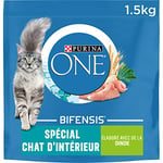 PURINA ONE Bifensis Chat d'Intérieur | Croquettes à la Dinde pour Chats Adultes | Sac de 1,5kg | Lot de 6