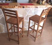 Solid Wood Bar Stools Kitchen Breakfast Pub Vintage Rustic Chair Seat Set Wooden