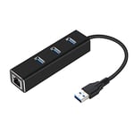 USB3.0HUB + Gigabit concentrateur carte réseau Ethernet à grande vitesse Quick Sync Prise en charge 10, 100 et connectivité 1000 Mbps Noir - Noir