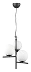 Trio, Suspension, Pure 3xE14, max.28,0 W Verre, Blanc, Corps: Métal, noir mat Ø:40,0cm, H:150,0cm IP20,Sans illuminant,Réglable en hauteur