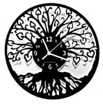 Instant Karma Clocks Wall Clock Tree of Life Cosmology Kitchen Home Living Room Bedroom, Wood, Black, 12 inch/ 30cm