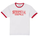 Stranger Things Vintage Logo Unisex Ringer T-Shirt - White/Red - L - White