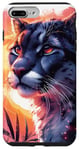 Coque pour iPhone 7 Plus/8 Plus Cougar noir cool coucher de soleil lion de montagne puma animal anime art