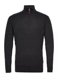 1/2 Zip Cable Knit Black Lindbergh