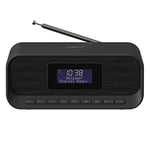 groov-e Zeus DAB & FM Clock Radio - Dual System Alarm Clock with Bluetooth Connectivity, Wireless Charging, & USB Charging Port - LCD Display - Mains Operated - 60 Preset Stations - Black