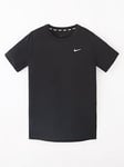 Nike Older Boys Dri-fit Miler T-shirt - Black, Black, Size S=8-10 Years