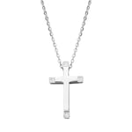 18ct White Gold Diamond Ends Cross Necklace