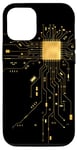 Coque pour iPhone 14 Pro CPU Cœur Processeur Circuit imprimé IA Doré Geek Gamer Heart