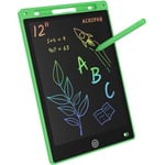 ACROPAQ Tablette d'écriture et Dessin - Tablette LCD Verte, 12 Pouces - Tablesse Graphique Enfant électronique Portable avec écran Couleur Enfants Tout âge