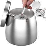 Rostfritt stål askkopp med lock Utomhus vindtät askkopp med halkfri bas för utomhus- och inomhusbruk Silver Silver Silver L