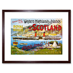 Wee Blue Coo Travel Royal Mail Steamer Scotland Glasgow UK Vintage Framed Wall Art Print