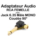 Adaptateur RCA Femelle vers Jack 6,35 Mono Mâle Capot Plastique