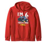 6th Birthday I'm 6 This Is How I Roll Shark Monster Truck Zip Hoodie