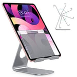 OMOTON Tablet Stand Holder Adjustable, Desktop Aluminum Tablet Dock Stand for iPad Air 4/ Mini 6, New iPad 2021, iPad Pro 11/12.9, Samsung Tablet, Nintendo, E-Reader and More, Gray