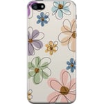 Apple iPhone 5 Transparent Mobilskal Tecknade Blommor