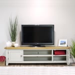 Arklow Painted Oak Extra Large TV Stand / 180cm Grey Solid TV DVD Cabinet Storag
