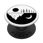 PopSockets All Black Mountains Trees Forest Sun Moon Stars Night Sky PopSockets PopGrip: Swappable Grip for Phones & Tablets