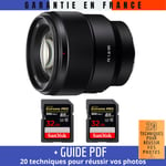 Sony FE 85mm f/1.8 + 2 SanDisk 32GB Extreme PRO UHS-II SDXC 300 MB/s + Guide PDF 20 techniques pour réussir vos photos