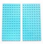 2 x LEGO 8x16 AZURE Plate Baseplate Base - 8x16 STUDS (PINS)  - Brand Ne