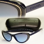 Chanel Navy Blue Sunglasses Gradient Gold Womens Fashion CH 6039 c.503/S2