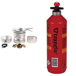 Trangia Unisex Stove Alloy Pans, Silver, Size 27 Size 1 UK & Fuel Bottle with Safety Valve, 0.5 L,Red