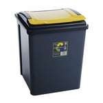 50L Yellow Plastic Recycle Bin & Lid Rubbish Dustbin Kitchen Garden Waste
