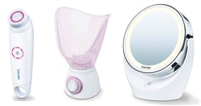 Beurer - Face brush FC 45 + FS 60 Facial Sauna Make-up mirror with light BS 49 Bundle