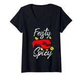Womens Feisty And Spicy Crawfish Boil Cajun Festival V-Neck T-Shirt
