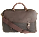 Barbour Wax Cotton and Leather Trim Satchel, Olive