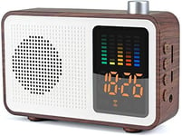 Szsm Radio Speaker Bluetooth With Alarm, Wooden Retro Stereo Wireless Speakers, Fm Radio Digital Alarm Clock With Tf Card/aux-in Usb Charging Supported (walnut) white