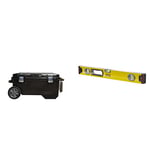 STANLEY FATMAX Pro Rolling Toolbox Chest, Heavy Duty Metal Latch, Portable Tote Tray for Tools and Small Parts, 1-94-850 & 143524 60cm FatMax Level