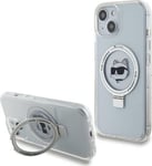 Apple Iphone 15 Plus Karl Lagerfeld Fodral Ring Stativ Choupette Huvud Magsafe (Klhmp15mhmrschh) Vit