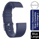 Aquarius Classic Replacement Strap Compatible Fitbit Charge 2 Royal Blue, Large