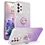 YINLAI Samsung Galaxy A52 5G Case Bling Glitter Sparkle Samsung Galaxy A52 Case for Girls Women with 360 Grad Ring Holder Kickstand Protective Phone Case for Samsung Galaxy A52 5G, Purple Gradient
