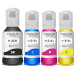 4 Ink Bottles (Set) for HP Smart Tank 555, 7005, 7006, 7305, 7306, 7605, 7606