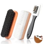 AiQInu Brosse à Chaussures en Daim 3 Pièces Brosse à Daim, Brosse à Chaussures, Brosse à Daim, Brosse en CRIN de Cheval, Brosse a Chaussures Multi-usages pour Daim, Nubuck, Cuir de Vachette