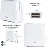White Toaster 2 Slice - With Browning Controls & Anti-Jam Function - Compact... 