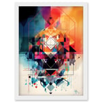 Abstract Geometric Spectral Prism Kaleidoscope Colour Light Shapes Modern Watercolour Illustration Artwork Framed Wall Art Print A4