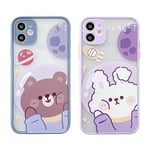 Velyon Little Bear Rabbit mobile phone Compatible with iPhone 12/12pro max Case caseshell camera all soft shell (IPhone12 /12pro, Bear)
