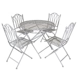 5 Piece Wrought Iron Bistro Set - Grey