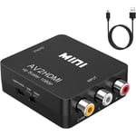 Convertisseur Audio vidéo RCA vers HDMI 1080P Mini RCA CVBS AV vers HDMI - Prise en Charge PAL - NTSC avec câble de Charge USB[41]