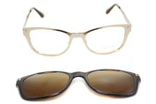 TOM FORD FT5474 32E Men Square Metal Eyeglasses GOLD + CLIP ON BROWN SUNGLASSES!