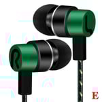 Universal 3,5 mm In-Ear Super Bass Stereo hörlurar Öronsnäcka Metall green One-size