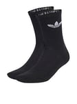 adidas Originals Unisex 3 Pack Trefoil Crew Cushion Socks - Black, Black, Size L, Men