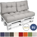 Beautissu ECO Style Set de 2 coussins de Dossier pour canapé en palette 60x40x10-20cm chacun - Gris clair - Extérieur Euro palette