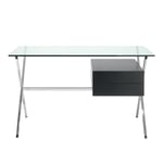 Knoll - Franco Albini Mini Desk, Svartbetsad modul med 2 lådor - Skrivbord - Franco Albini - Transparent - Glas/Metall/Trä