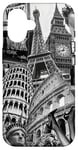 Collage rétro Paris New York Londres Rome World Travel Coque pour iPhone 16
